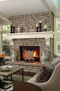 18 Popular Rustic Painted Brick Fireplaces Ideas 43