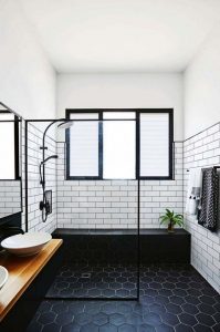 15 Awesome Black Floor Tiles Design Ideas For Modern Bathroom 02