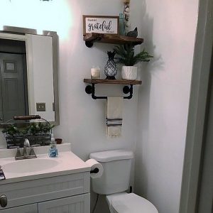 15 Models Bathroom Shelf With Industrial Farmhouse Towel Bar 07
